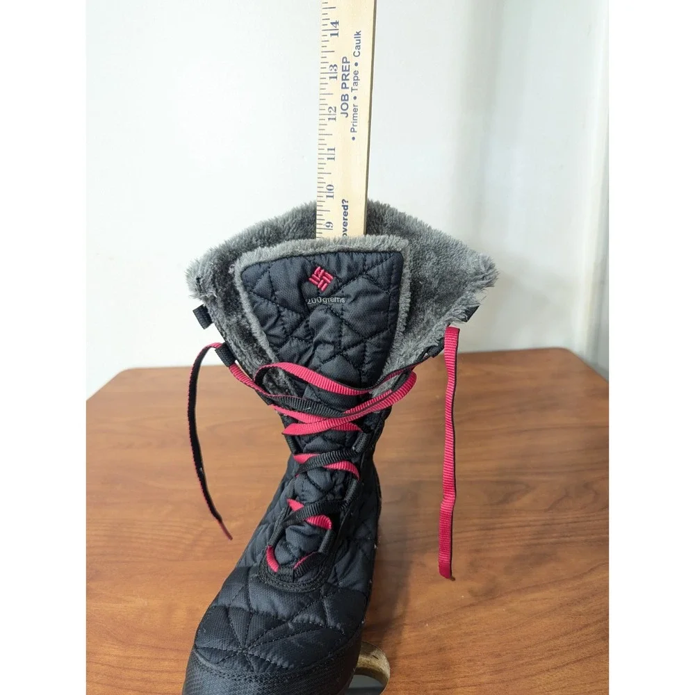 EUC Columbia Omni Grip Youth‎ Girls Minx Boots Black Pink Waterproof 6